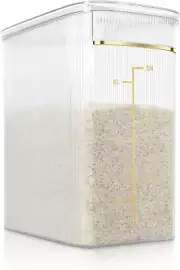 Rice Storage Container 20 Lbs, Crystal-Clear Large Food Container Rice Holder Bi