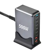[GaN Tech]Bakeey YMX-500W 500W 8-Port USB PD Charger 2USB-A+6USB-C PD QC Fast Charging Desktop Charging Station EU Plug