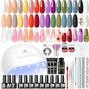 COSCELIA 40PCS Gel Nail Polish Kit with Nail Lamp 15 Colors Gel Nail Kit 3 Colors Poly Nail Gel Matte/Glossy Top Coat Base Coat Nail Art Rhinestones Starter Kit for Nail Design