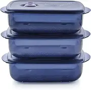 [Tupperware] Brand Vent ‘N Serve Container Set - 3 Medium Shallow Containers to Prep, Freeze & Reheat Meals + Lids - Dishwasher, Microwave & Freezer Safe - BPA Free
