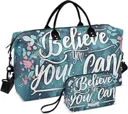 [ZRYSMY] Duffel Bag for Traveling, Believe You Can Travel Bag Gym Bag, with Multiple Interior Pockets Shoulder Weekender Bag for Women Men with Toiletry Bag 20.5L x 1.9W x 13.8H, Multi-Colored, one size