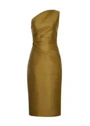 Solace London Orla One-shoulder Satin Midi Dress - Gold - 16 (UK16 / XL) 16 (UK16 / XL)