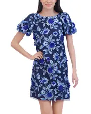Eliza J Floral Puff Sleeve Shift Dress