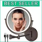 Touch Screen Rechargeable Adjustable LED Bathroom Mirror - 8-Inch Antique Design