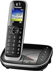 Panasonic KX-TGJ320GB Cordless Phone with Answering Machine, Hands-Free Calling, Colour LCD, DECT Security, Low Radiation, Long Lasting Battery, Black