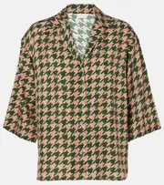 [Dries Van Noten] Dries Van Noten Houndstooth satin shirt AU 10 pink