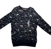 Kenneth Cole Mens City Lights XXL Pullover Sweater Black/ Gray CrewNeck Long NWT