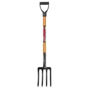 28 In. D-Grip Short Wood Handle 4-Tine Spading Garden Fork