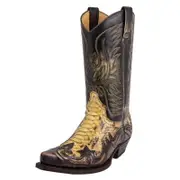 Python Western Boot Colorblock Embroidery Men Boots Fashion Modern Shoes 42