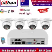 DAHUA 4CH NVR4104-P-EI Dual Light WizSense Color Security IP Camera Systems lot