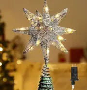 Lewondr Christmas Star Tree Topper, 3D Geometric Star Plugged Decorative Treetop