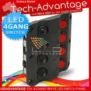 12V 4 GANG LOW PROFILE WAVE BOAT/CARAVAN ON/OFF CIRCUIT BREAKERS SWITCH PANEL