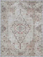 Royal Ivory Blush Distressed Washable Rug