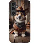 For Samsung Galaxy S24+ Plus Tough Protective Cover, Cowboy Corgi