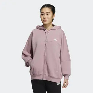 Adidas 女 連帽外套 休閒 刷毛 兩側口袋 寬鬆 粉紫 HM2811 / 黑 HM2814 / 灰 HM2813