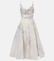 [Zimmermann] Zimmermann Floral cutout linen and silk midi dress AU 8 white