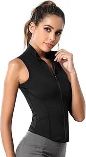 [outret] Womens Full Zip Sports Vest, Women Sports Running Jacket Yoga Running Tank Tops Slim Fit Fitness Workout Jacket Ladies Sleeveless BBL Jacket Activewear L