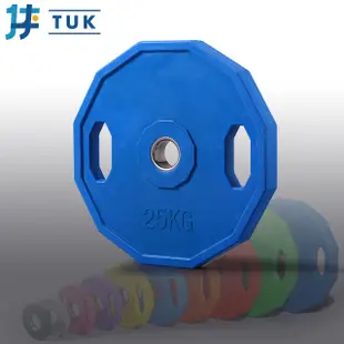 【TUK】：奧林匹克多邊彩色包膠槓片10KG /15KG / 20KG / 25KG（2入）