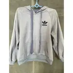 ADIDAS 短版上衣 麂皮長袖帽T