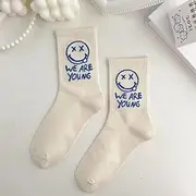 SHIYONG Cartoon Pattern Breathable Mid Tube Socks Skateboard Letter Socks 1 Pair Soft Long Sock for Women