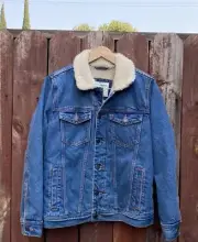 Abercrombie & Fitch Denim Trucker Sherpa Collar Lined Jacket Men’s Size XS