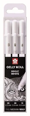 Sakura Gelly Roll Classic White Gel Ink Pen | Fine Medium Bold || 3 Pens NEW AU
