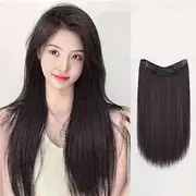 40CM Hair Hidden Crown Wire Hair Extensions Secret Fish Line in Hairpieces Long Straight Clips No Glue Invisible Extensions Jet Black