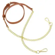 Adjustable Leather Chain Straps, 49" Purse Chain Strap (Dark Brown, Gold)