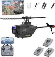 C127AI RC Helicopter Model with 1080P Camera for Adults, 2.4G 4CH RC Helicopter with 6-Axis Gyro Optical Flow Positioning RTF, 3 Batteries