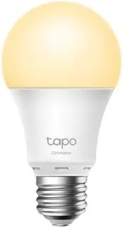 TP-Link Tapo Smart Wi-Fi Light Bulb, Smart Home Security System, Energy saving, Dimmable, E27, 8.7 W, Soft Warm White, Schedule & Timer, Voice Control, Away Mode, No Hub Required (Tapo L510E)
