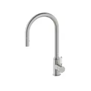 Nero York Pull Out Sink Mixer w/ Vegie Spray Function w/ White Porcelain Lever Brushed Nickel NR69210801BN