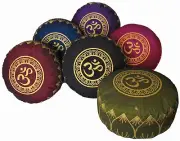 Meditation Cushion Zafu Pillow Buckwheat & Kapok Combination Fill "Om Heart"
