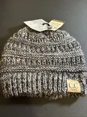 Kids CC Ponytail Beanie Children Soft Cable Knit Messy High Bun CC Beanie Hat!
