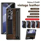 For Samsung Z Fold 6 5 4 5G Hinge/Screen Protector Kickstand Leather Case+Stylus