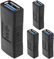 SHINEOFI 4 Pcs USB Double Female Adapter Compact Dual Port Extender for Easy Device Connectivity Lightweight and Play USB Accessory for Portable Data Transfer and Reliable Use