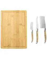 French Home 3pc Connoisseur Laguiole Cheese Knives & Cheese Board