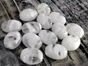 Handmade Lampwork Beads, Flat Oval, 21x17x12mm, White, 10 pce