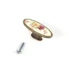 Flower Ceramic Bronze DIY Door Handles Cabinet Cupboard Drawer Knobs Pull
