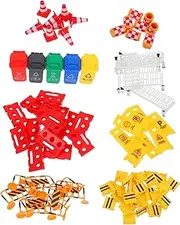 CAXUSD Early Learning Traffic Barrier Toys Set Road Miniatures and Traffic Signs for Kids Play