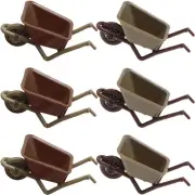 6 Pcs Wheelbarrow Mini Plastic Cart Miniature Garden Ornament Micro Scene Child