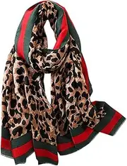 [dierjueyers] Women’s Classic Leopard Printed Fashion Scarf Shawls Wraps Head Scarve, Coffee, One Size