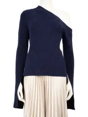 Navy One Shoulder Off-Shoulder Jumper