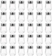 Set of 30 Salt and Pepper Shakers 0.5 Oz Mini Clear and Holders Spice Glass