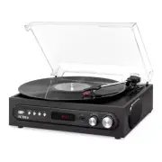 all-in-1 bluetooth record player with built in speakers and 3-speed turntable
