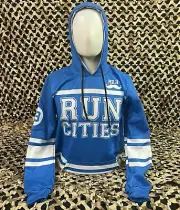 NEW HK Army Run Cities Pull Over Hooded Sweatshirt - Blue - Large