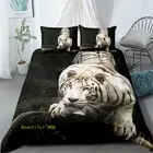 Single/Double/Queen/King Bed Quilt Doona Duvet Cover Set White Tiger Pillowcase