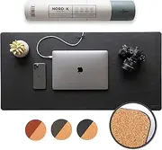 Nordik Cork Leather Desk Mat Cable Organiser (Pebble Black 89 X 43 cm) Premium Extended Mouse Mat for Home Office Accessories - Non-Slip Vegan Leather Desk Pad Protector & Desk Blotter Pad Mousepad