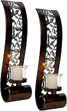 Shelving Solution Wall Sconce, with Tea Light Candle Holder Antique Bronze Style Metal Wall Art Decorations for Living Room, Bathroom, Dining Room and Office, Set of 2