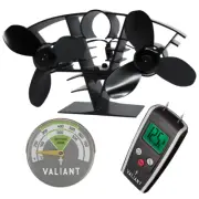 Valiant Whirlwind Stove Fan, Magnetic Thermometer in Green & Moisture Meter