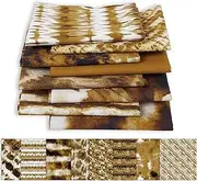 Soimoi 8 Pc Fat Quarter Bundle - Tie & Dye Print 18"x 22" DIY Patchwork- 100% Cotton Pre-Cut Quilting Fabric (Brown)